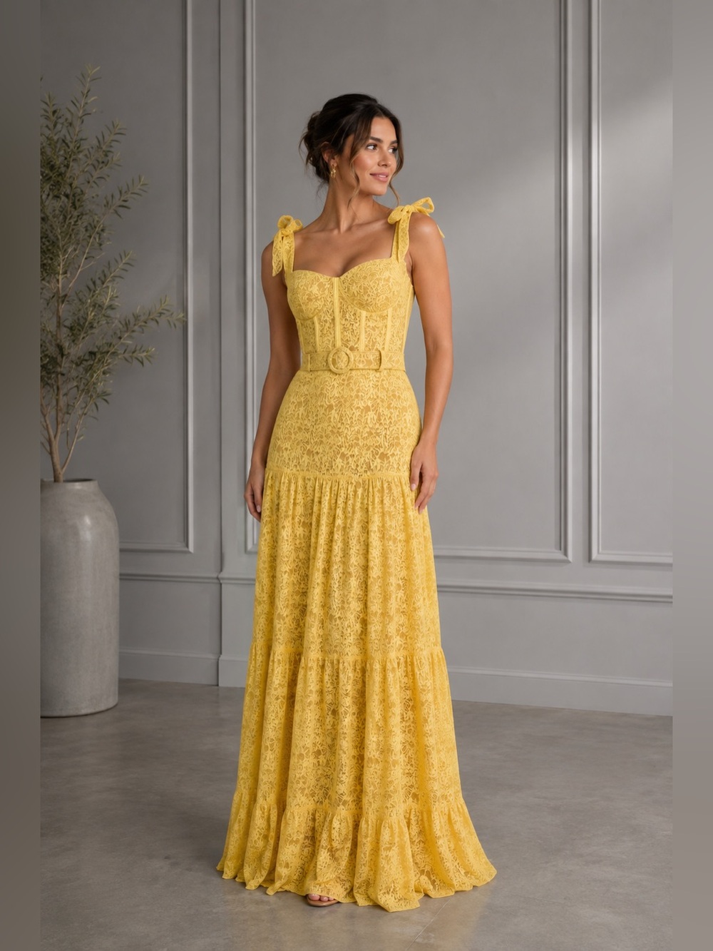 NADINE MERABI MIRANDA YELLOW DRESS M B3163